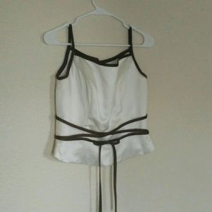 Alfred Angelo cream top with brown trim